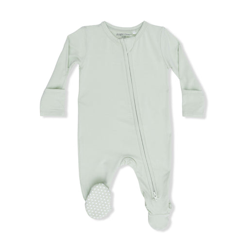 2 Way Zipper Footie - Solid Milky Green