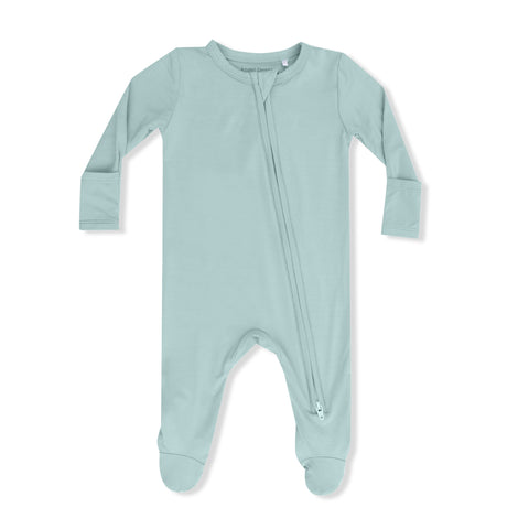 2 Way Zipper Footie - Solid Misty Blue