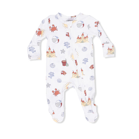 2 Way Zipper Footie - Sunny Sandcastles