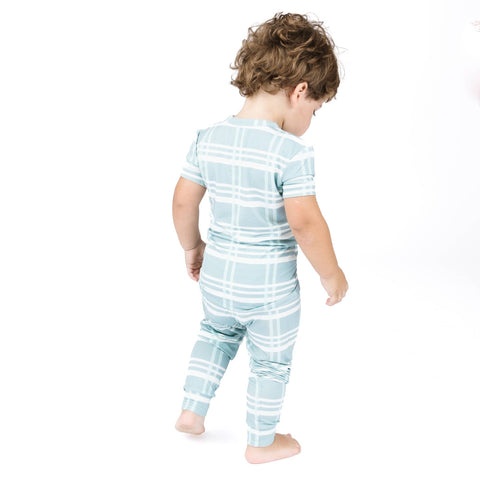 Blue Plaid Kids Bamboo Pajama Set