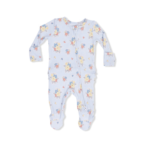 2 Way Ruffle Back Zipper Footie - Country Stitch Floral