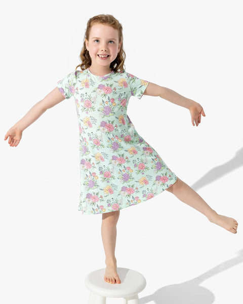 Girls' Short Sleeve Bamboo Dress/Nightgown - Petals & Posies