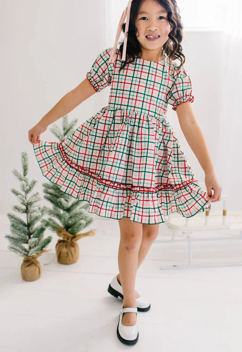 Aura Poplin Dress - Holiday Plaid