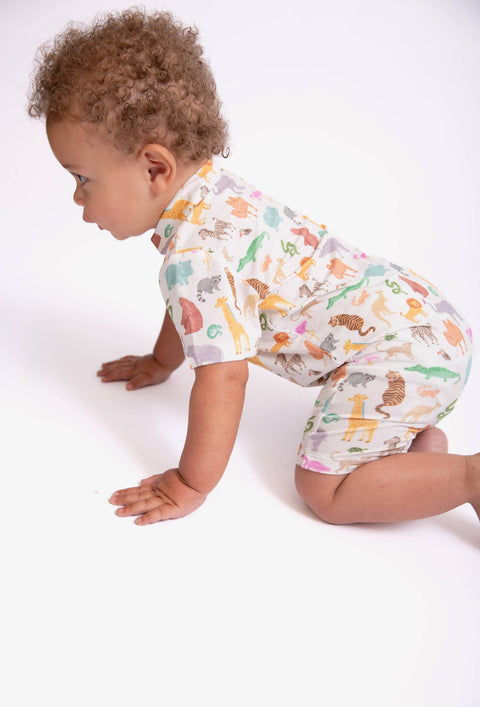 Zoo Crew Bamboo Short Sleeve Polo Romper for Baby Boys