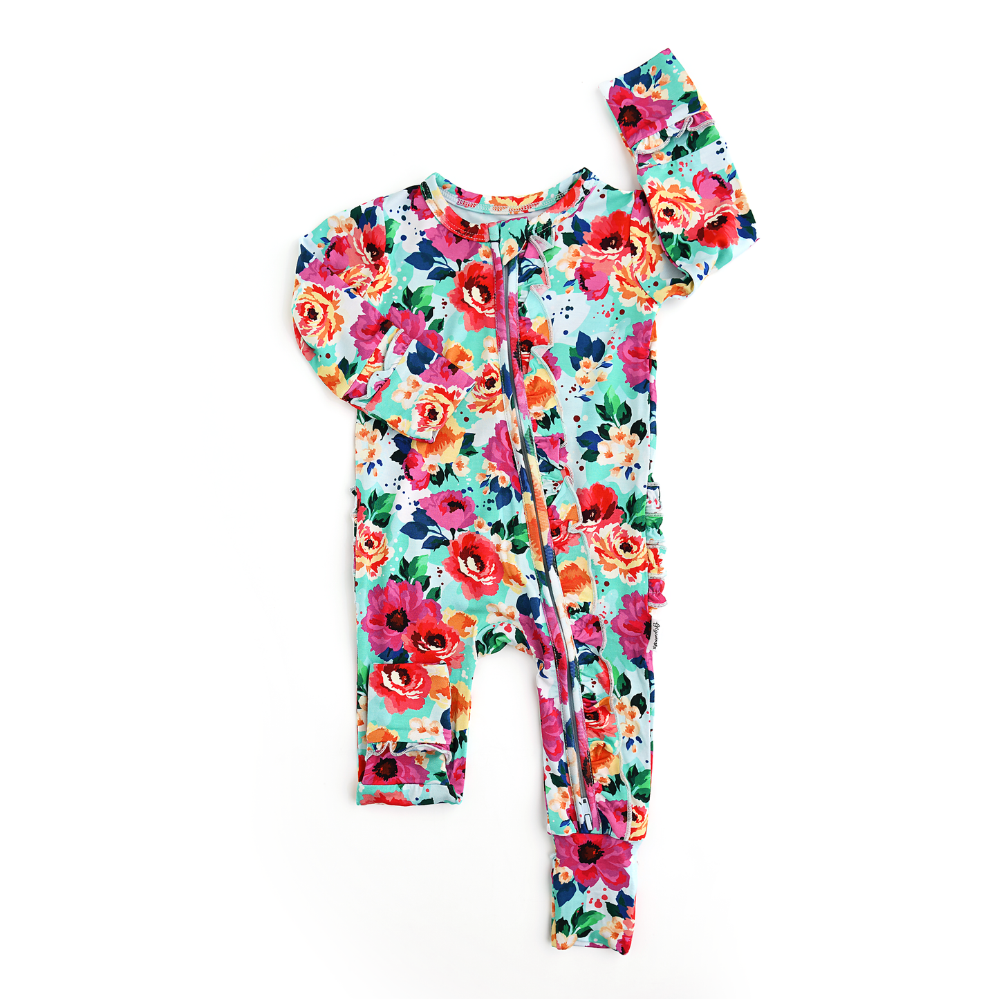 Maggie Bamboo Ruffle Zip Romper