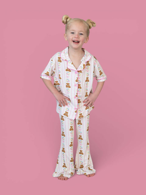 Girls Flare Bamboo Pajama Set - Bear & Blossoms