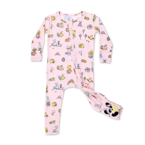 Easter Bunnies Pink Bamboo Convertible Footie