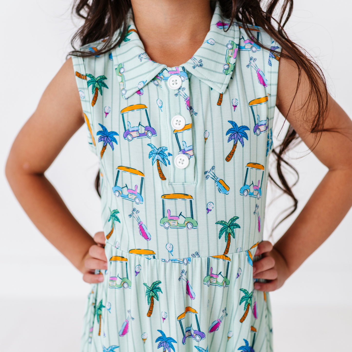 It's Fore O'Clock Somewhere Girls Collared Dress