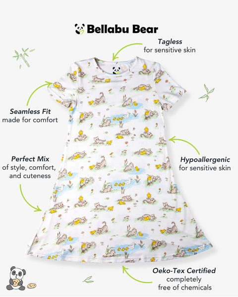 Girls' Short Sleeve Bamboo Dress/Nightgown - Tiny Tails Tales