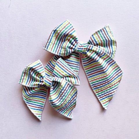 Primary Seersucker Rainbow Elle Bow