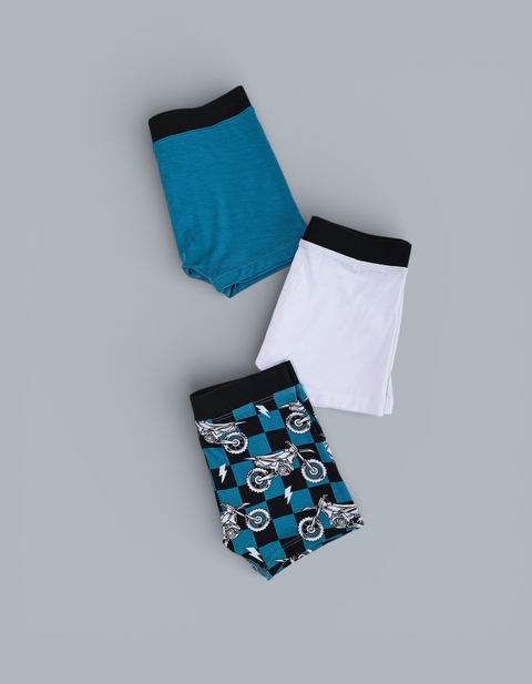 Boys Bamboo Boxer Brief Set - Moto Mayhem