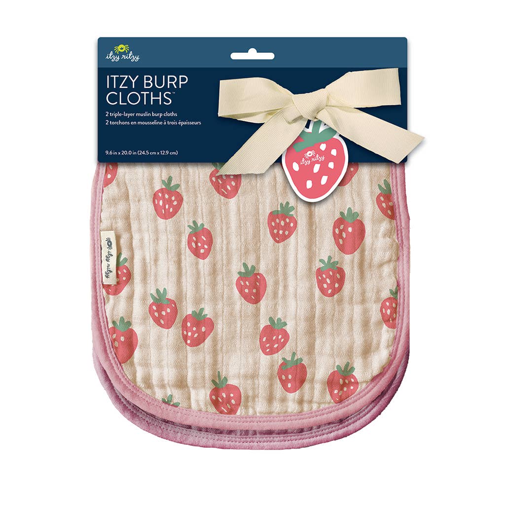 Itzy Burp Cloths: Strawberries & Cream