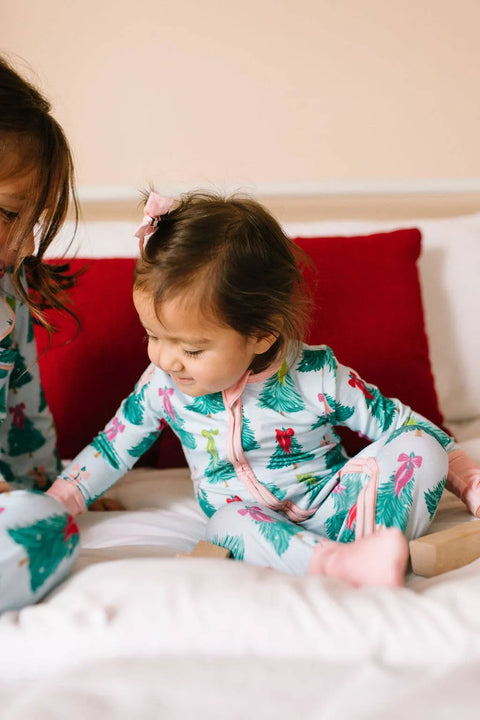 Trim The Tree Baby Bamboo Zip Pajama