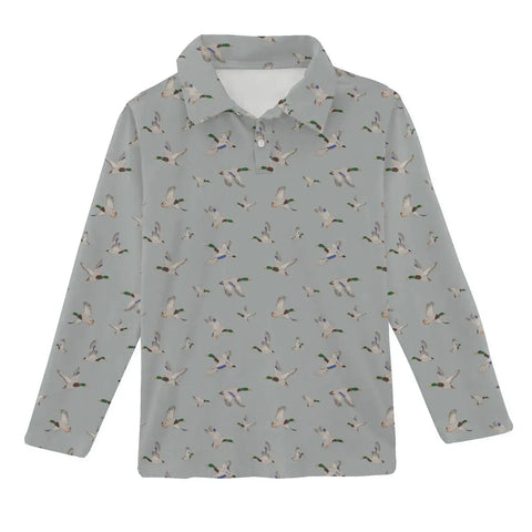 Mallard Ducks Long Sleeve Polo Shirt