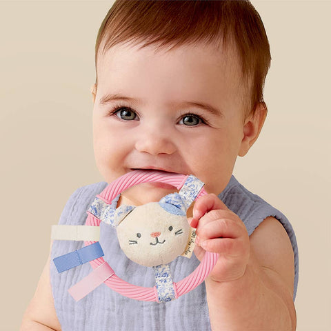Itzy Ring Pal™ - Teething Ring with Pink Kitty