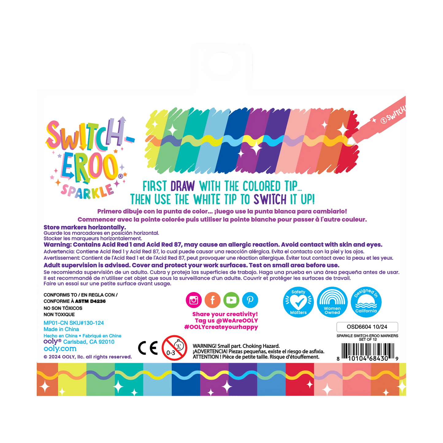 Switch-Eroo Sparkle Glittery Color Changing Markers (Set of 12)