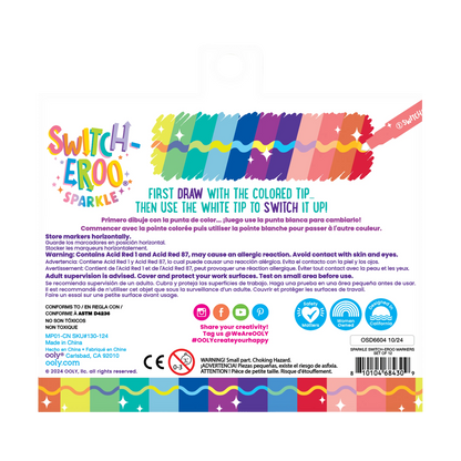 Switch-Eroo Sparkle Glittery Color Changing Markers (Set of 12)