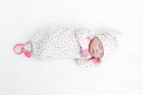 Rosebud Floral Bamboo Knotted Gown for Baby Girls