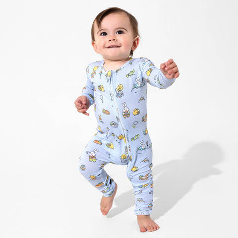Easter Bunny Blue Bamboo Convertible Footie