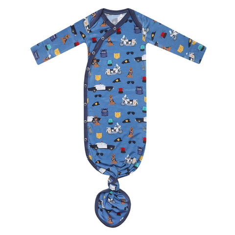 Bamboo Newborn Knotted Gown - Police Officer