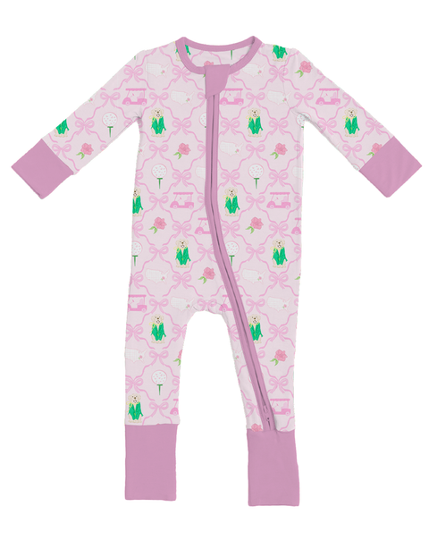Masters Inspired Bamboo Convertible Footie - Pink