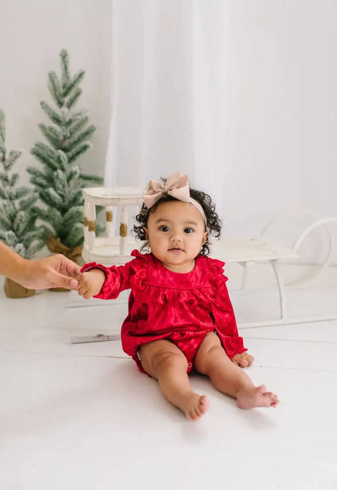Hayley Romper - Red Crushed Velvet