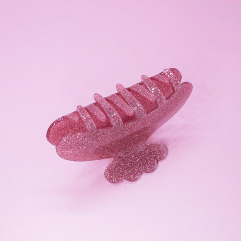 Medium Round Glitter Hair Claw Clip - Pink