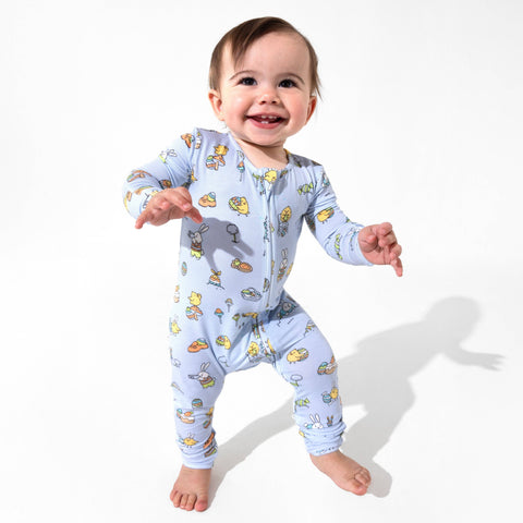 Easter Bunny Blue Bamboo Convertible Footie