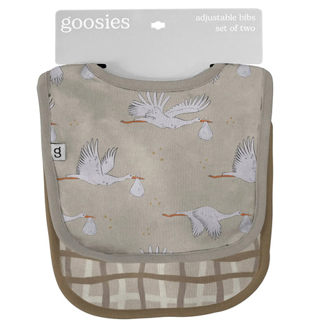 Beige Neutral Storks Bib Set