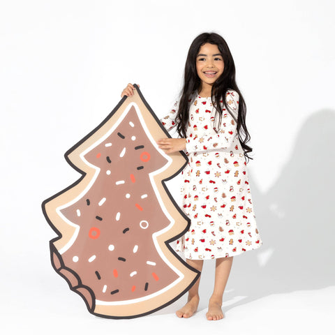 Girls' Long Sleeve Bamboo Dress/Nightgown - Holiday Sugar Cookies