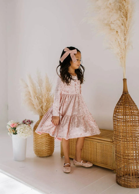 Gwendolyn Ruffle Dress in Crushed Blush