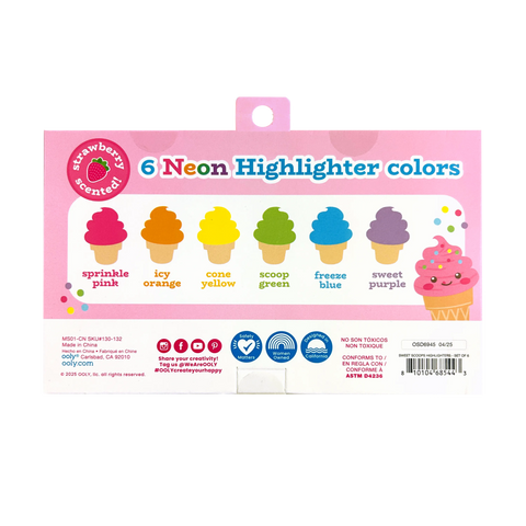 Sweet Scoops Neon Highlighters - Strawberry Scented