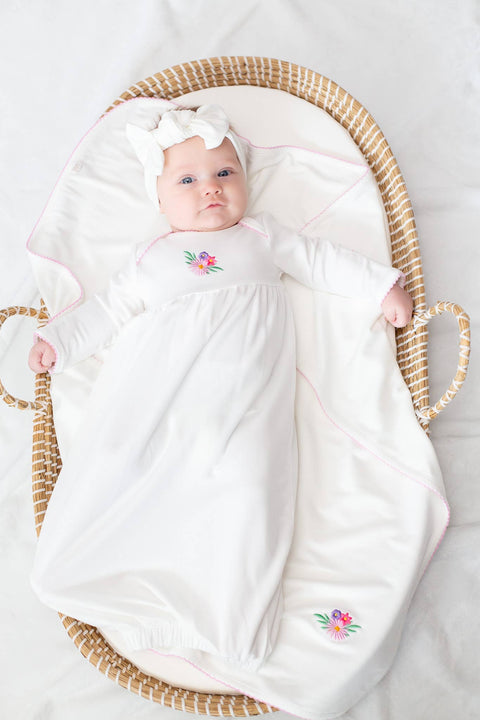 Flower Fields Embroidered Infant Gown