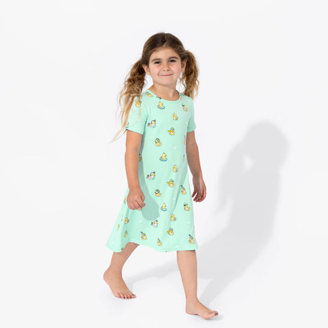 Bamboo Short Sleeve Dress - Rubber Ducky