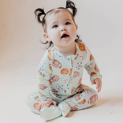 Zip-Up Footie Pajama - Sports Medley