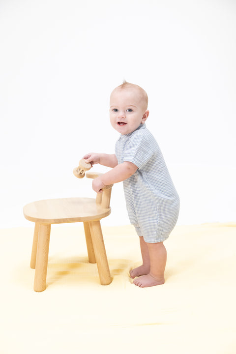 Polo Shortie - Micro Gingham Blue Blizzard