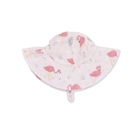 Wide Brim Sun Hat - Flamingos