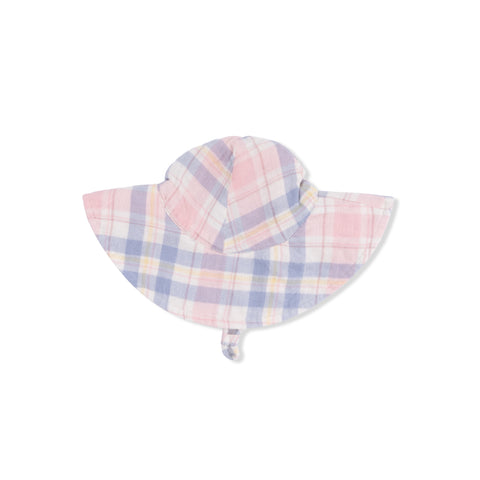 Wide Brim Sun Hat - Dusty Plaid