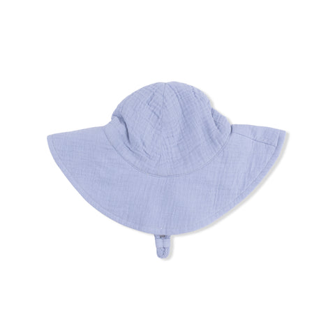 Wide Brim Sun Hat - Solid Muslin Blue Blizzard