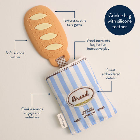 Teensy Crinkle™ Sensory Plush Teether - Baguette
