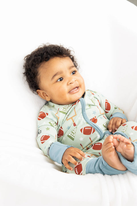Football Game Day Bamboo Convertible Baby Pajamas