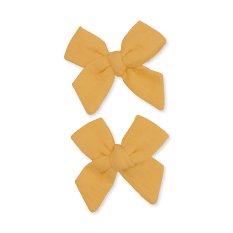 2 Pack Bow Clips - Solid Muslin Sunflower