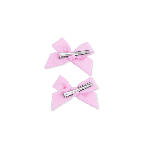 2 Pack Bow Clips - Solid Pink Frosting