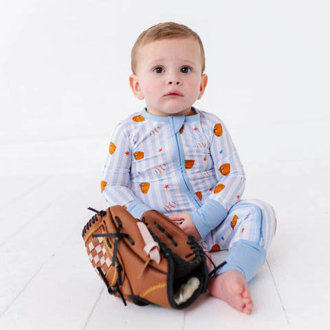 Stripe Out Baseball Convertible Footie