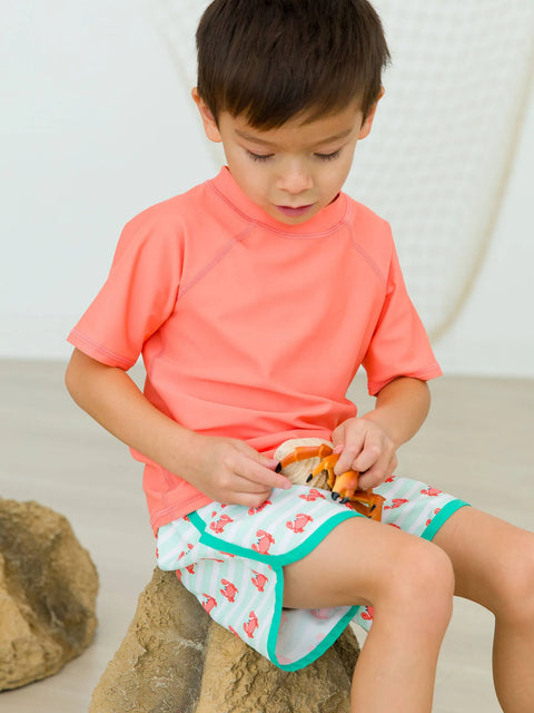 Short Sleeve Rash Guard - Coral