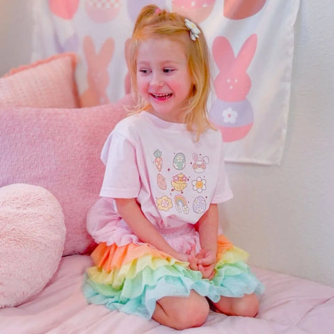 Pastel Petal Girls Tutu Skirt