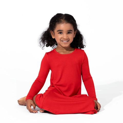 Long Sleeve Bamboo Dress - Winterberry