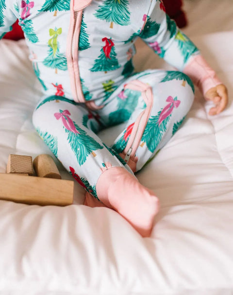Trim The Tree Baby Bamboo Zip Pajama