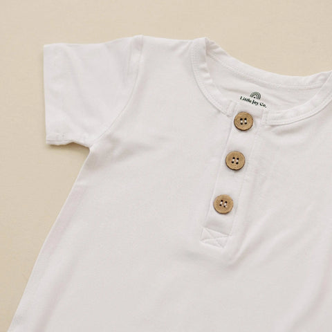 White Bamboo Henley Romper