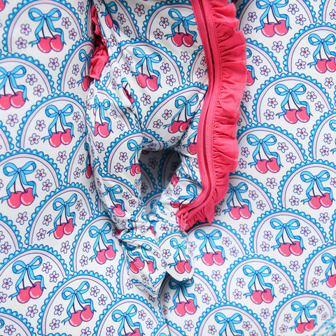 Cherry Ruffle Zip Bamboo Pajama